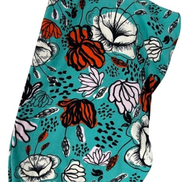 LuLaRoe TC2 Leggings Floral Flowers Green Orange Black White - Picture 1 of 4